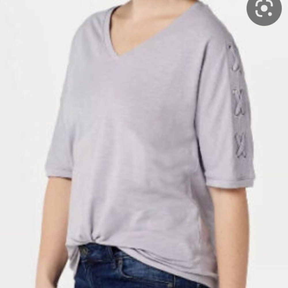 ANYBODY Cozy Knit Lace Up Sleeve Top  - Picture 9 of 9